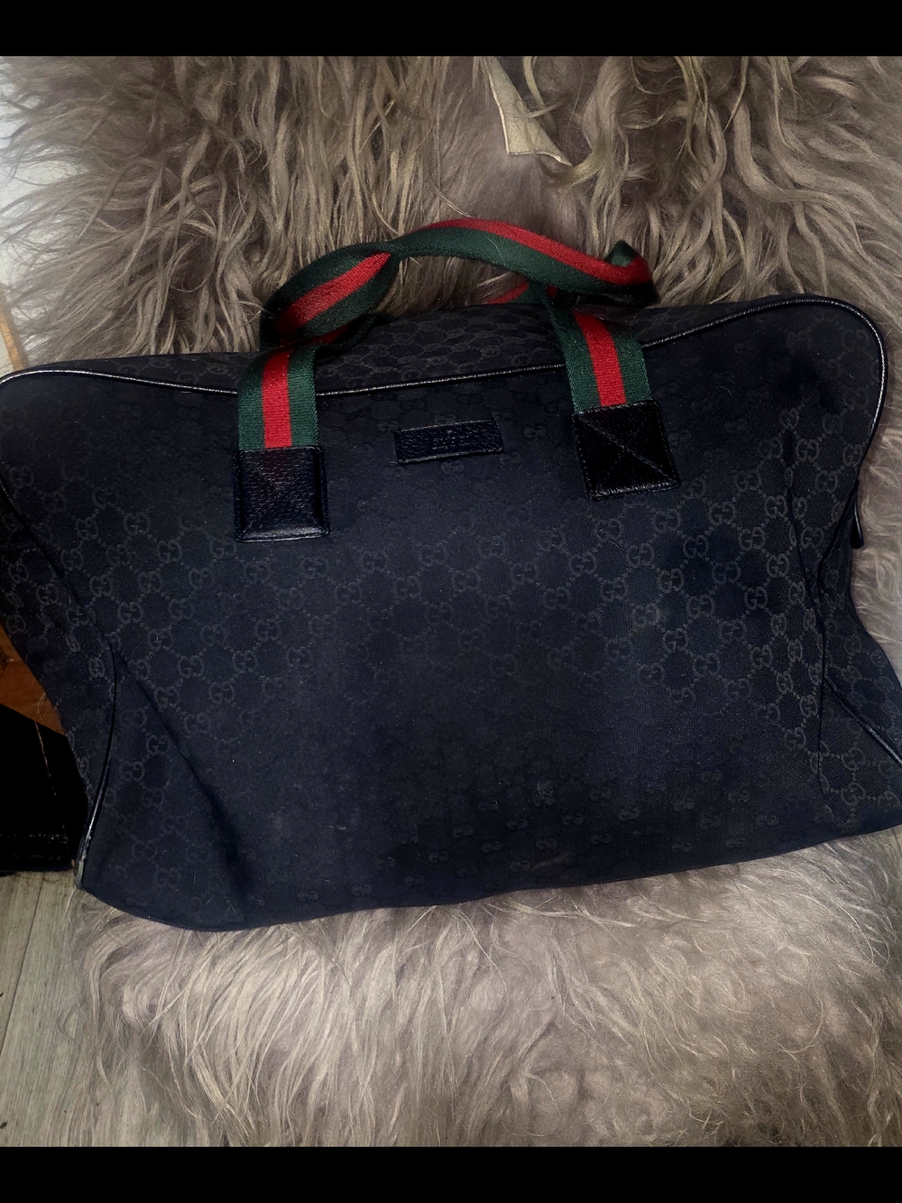 Gucci Black GG Canvas Travel Tote with Signature Web Handles - Picture 4 of 6